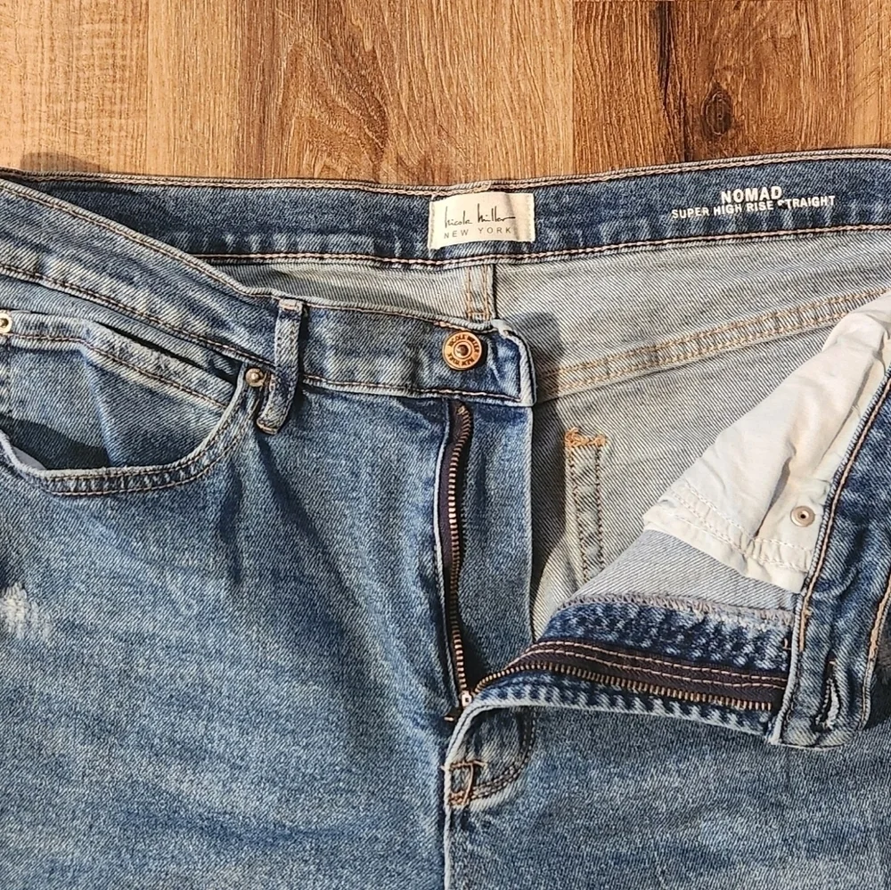 Nicole Miller New York Nomad Super High Rise Straight Denim Jeans Size 12 - Picture 10 of 15